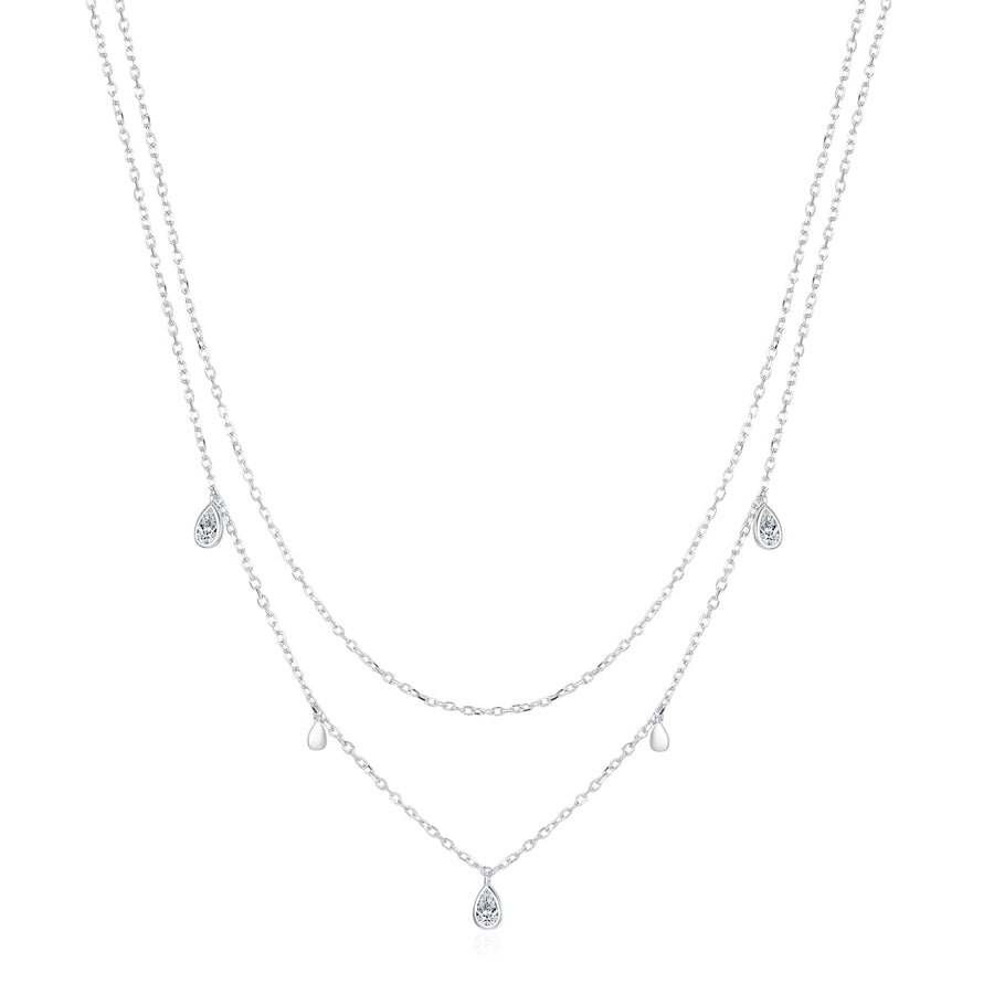 Sterling Silver & Moissanite Layer Water Drop Necklace
