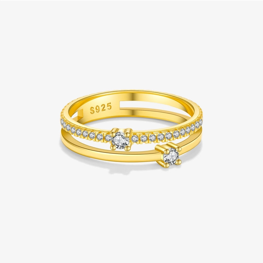 Sterling Silver Double Band Bling Ring