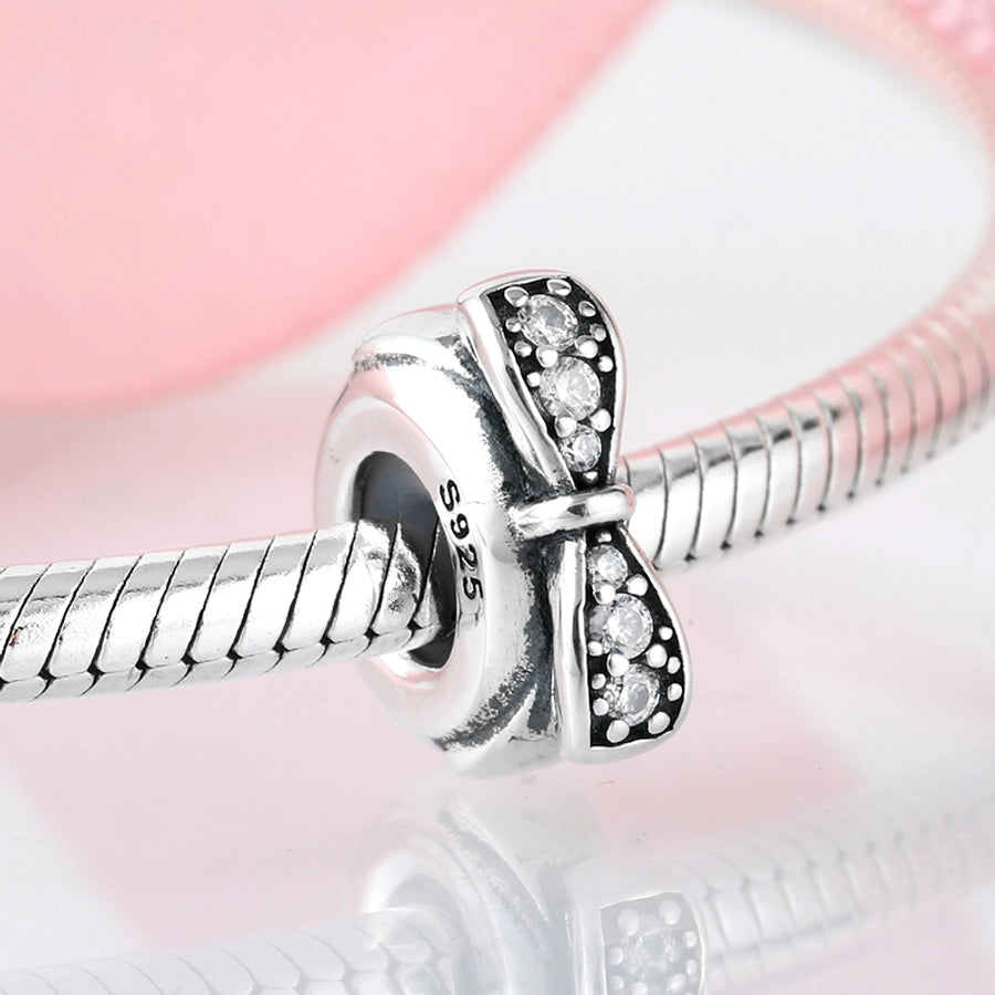 Sterling Silver Bow & Cross Bling Charms