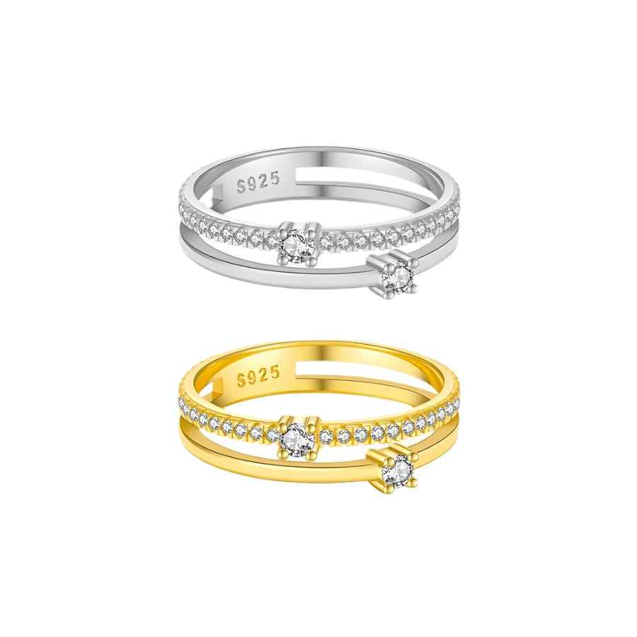Sterling Silver Double Band Bling Ring