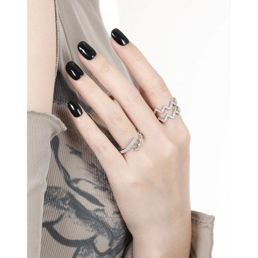 Sterling Silver Geometric Ring & Bracelet Set