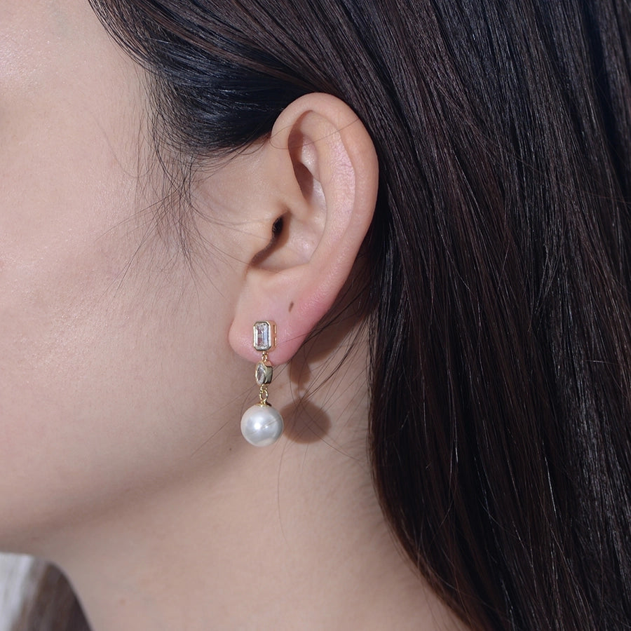 Sterling Silver Cubic Zirconia Pearl Drop Earrings