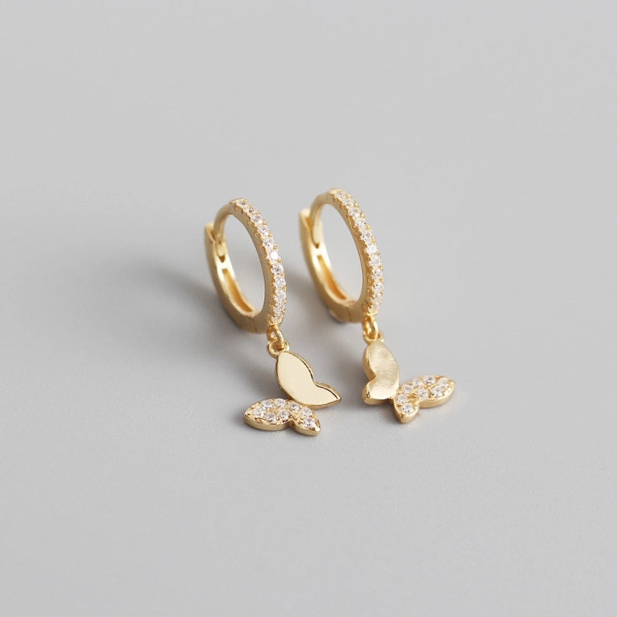 Sterling Silver Minimalist Hoop Butterfly Earrings
