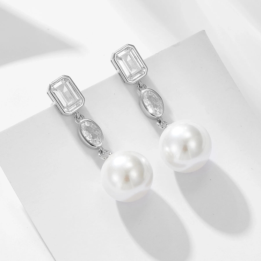 Sterling Silver Cubic Zirconia Pearl Drop Earrings
