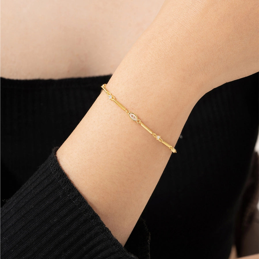 Sterling Silver Marquise Bar Bracelet