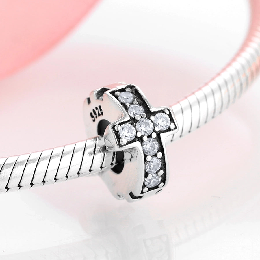 Sterling Silver Bow & Cross Bling Charms
