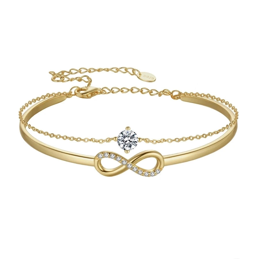 Sterling Silver Infinity Double Layer Bracelet