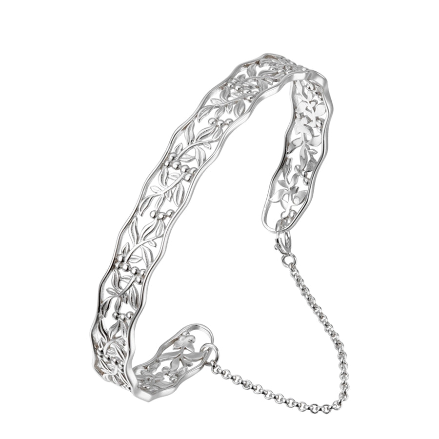 Sterling Silver Leaf Hollow Out Bracelet