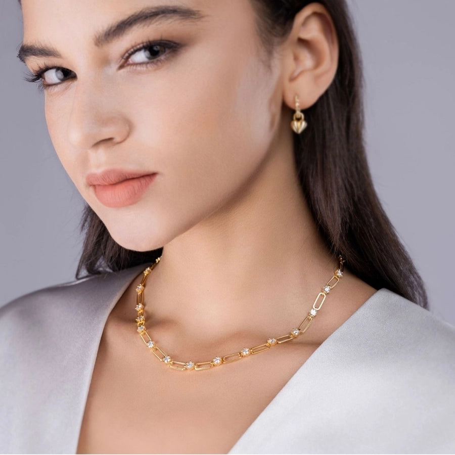 Sterling Silver Gold Plated Link Necklace
