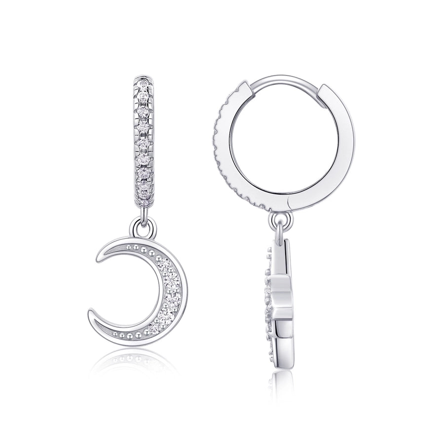 Sterling Silver Star & Moon Mismatch Earrings