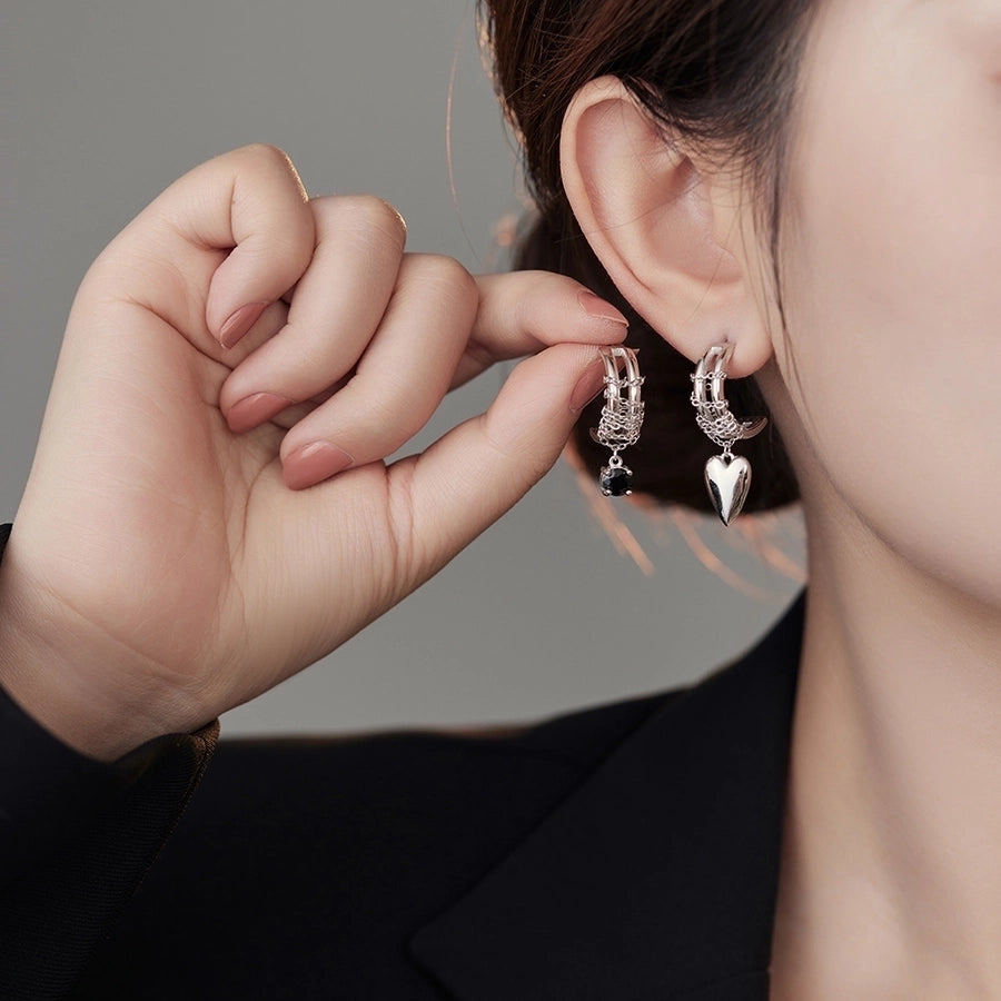 Sterling Silver Mismatch Heart Earrings