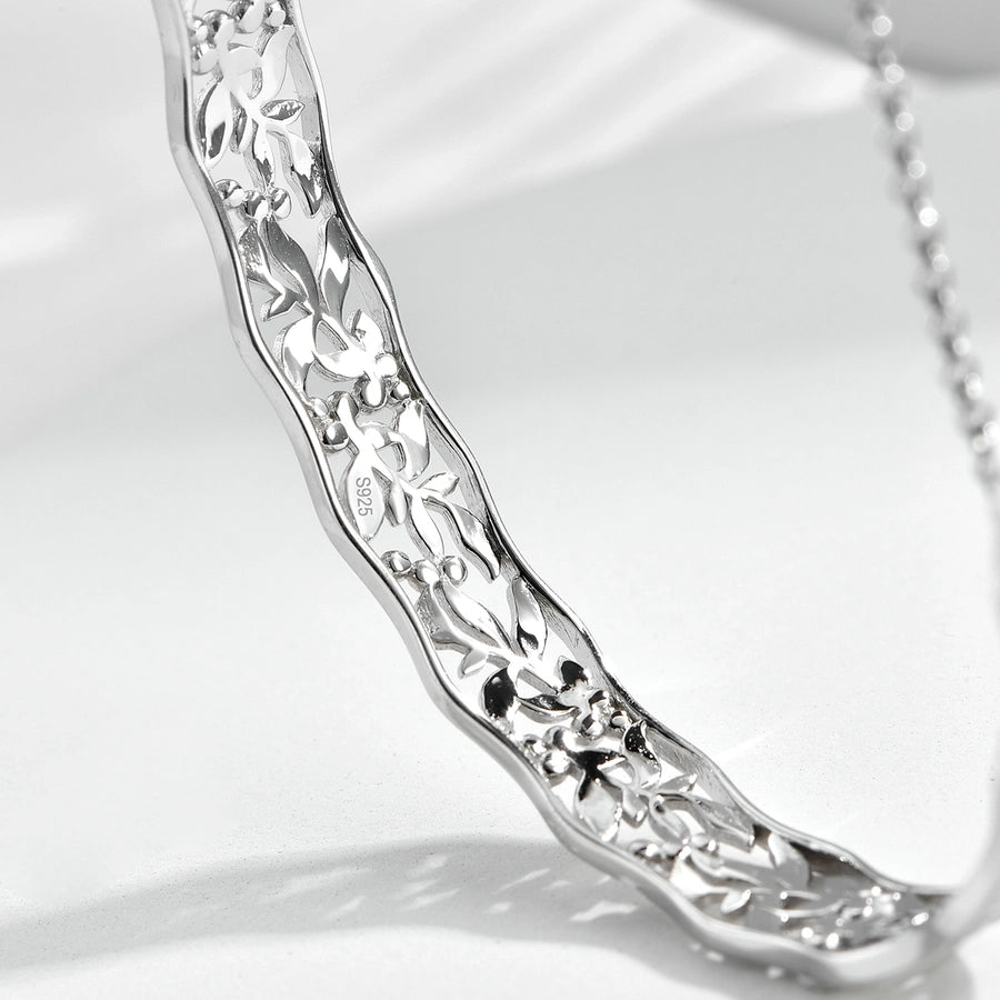Sterling Silver Leaf Hollow Out Bracelet