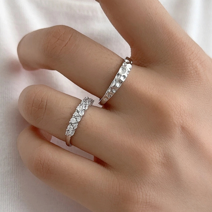 Sterling Silver Crater & Eternity Band Set
