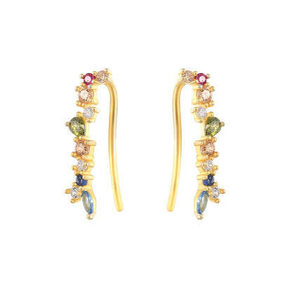 Sterling Silver Gem Climber Earrings