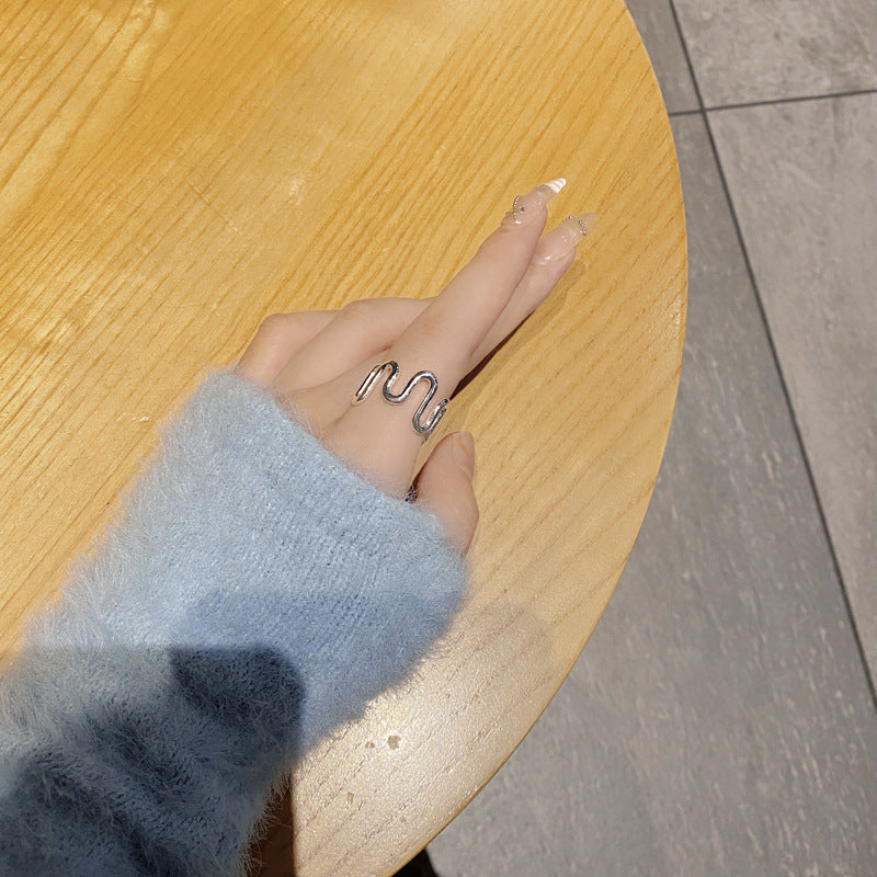 Sterling Silver Abstract Waves Ring