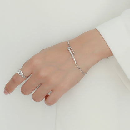 Sterling Silver Double Line Pendant Bracelet