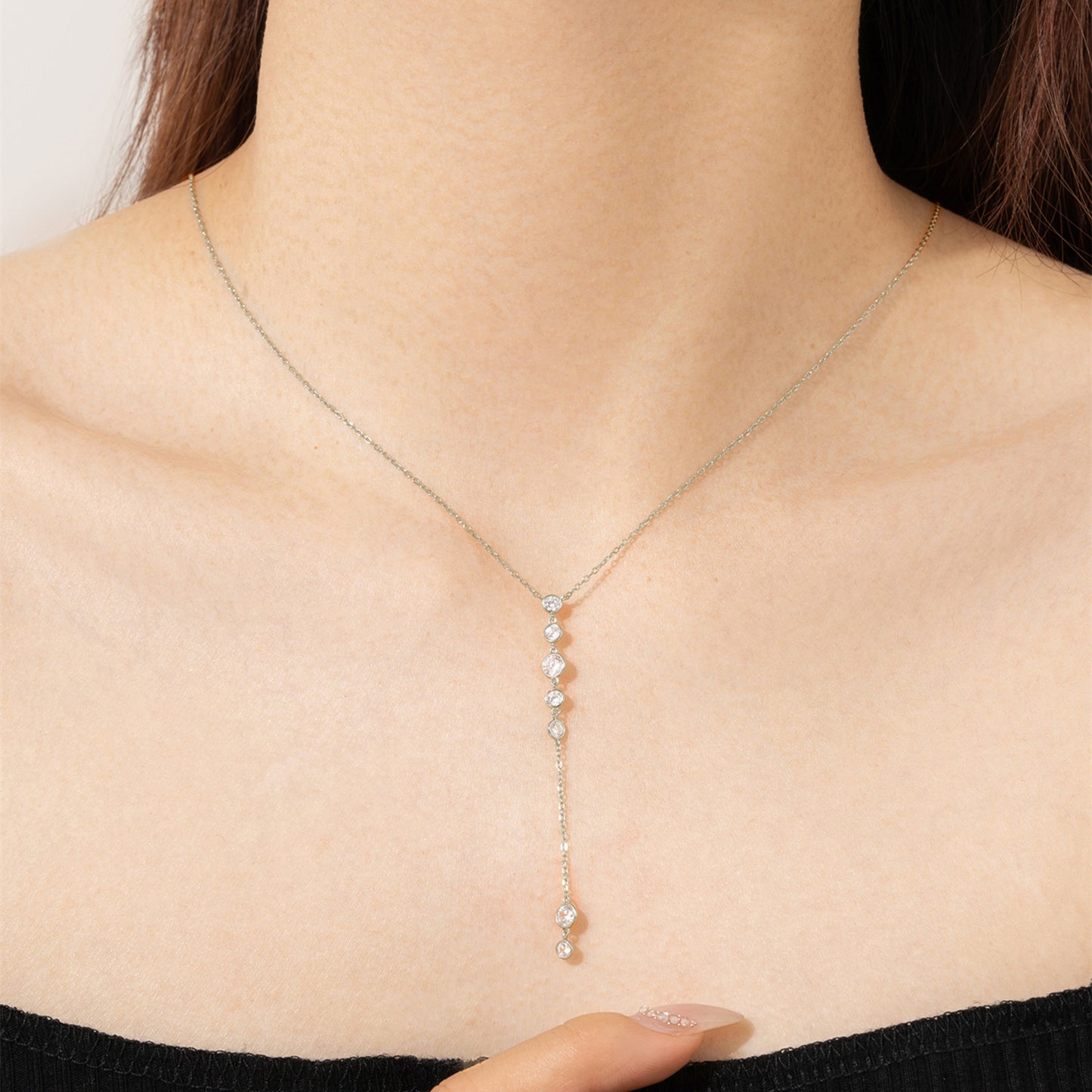 Sterling Silver Bling Lariat Necklace