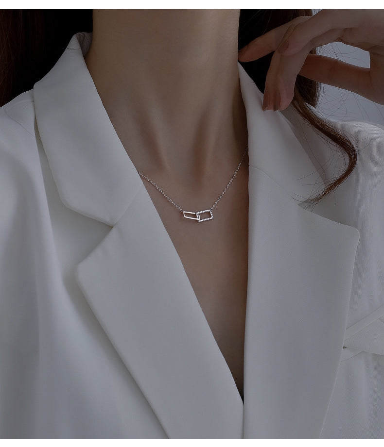 Sterling Silver Geometric Intertwined Pendant Necklace