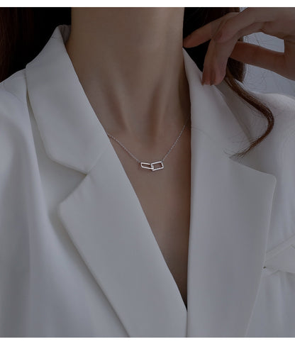 Sterling Silver Geometric Intertwined Pendant Necklace