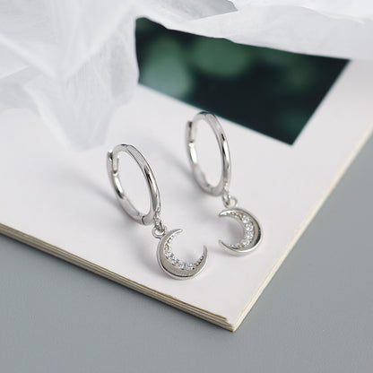 Sterling Silver Moon Drop Earrings