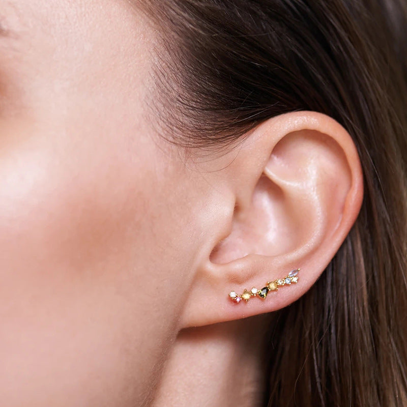 Sterling Silver Gem Climber Earrings