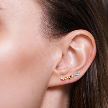 Sterling Silver Gem Climber Earrings