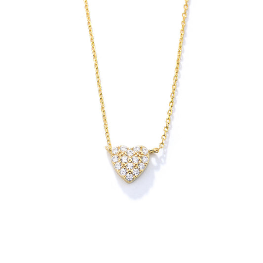 Sterling Silver Sparkling Heart Minimalist Necklace