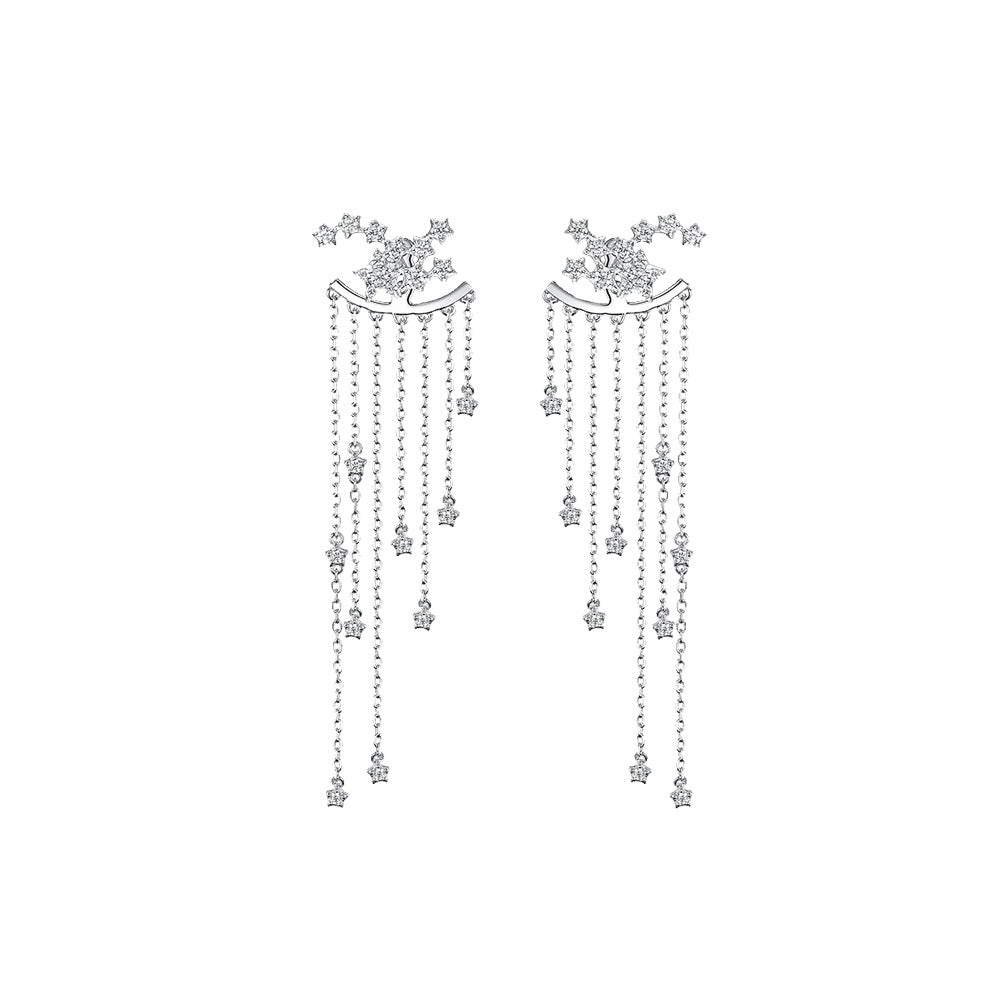 Sterling Silver Star Tassel Drop Earrings