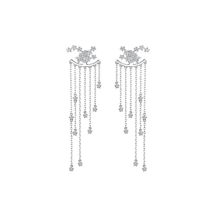 Sterling Silver Star Tassel Drop Earrings