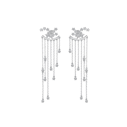 Sterling Silver Star Tassel Drop Earrings