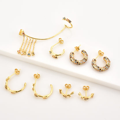 18K Gold Plated Mismatch Minimalist Earring Collection