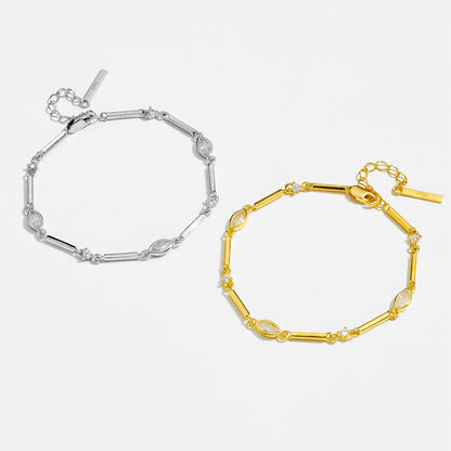 Sterling Silver Marquise Bar Bracelet
