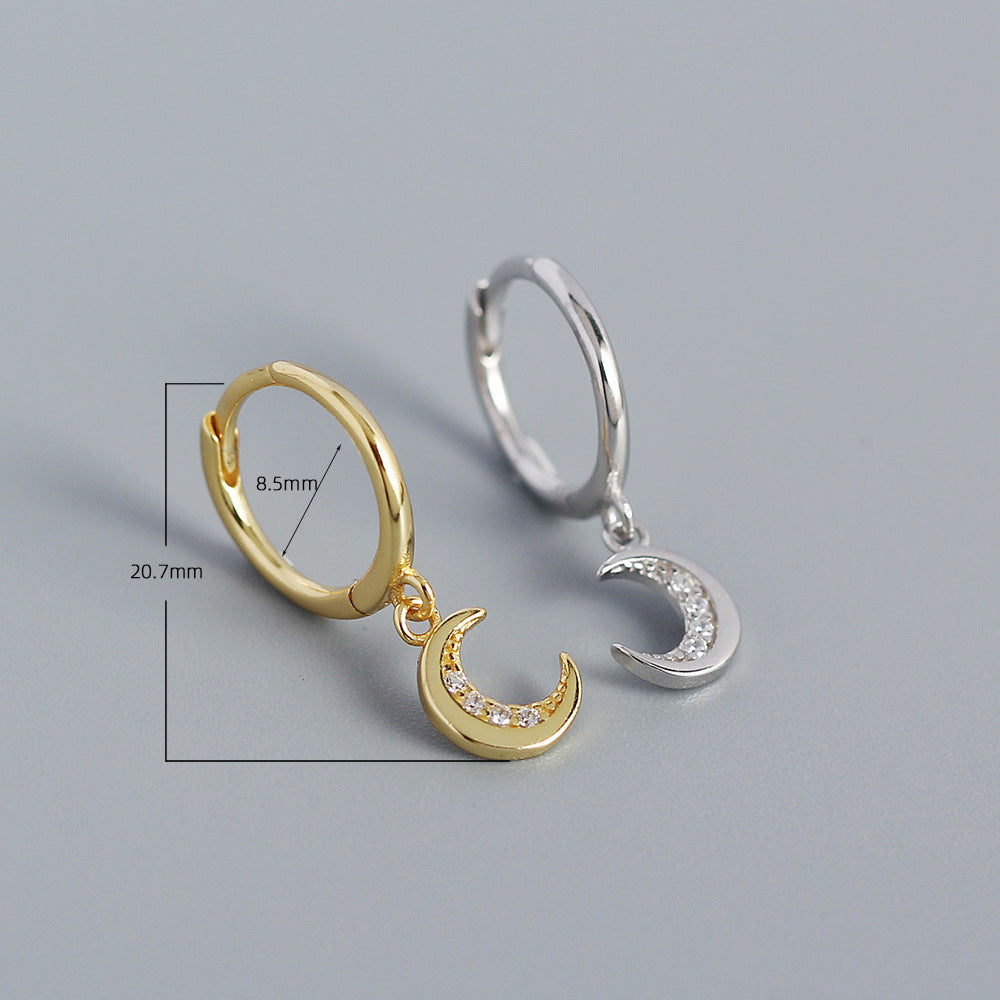 Sterling Silver Moon Drop Earrings