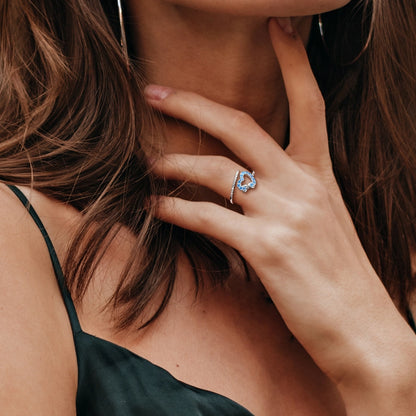 Sterling Silver Blue Heart Ring