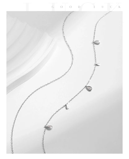 Sterling Silver & Moissanite Layer Water Drop Necklace