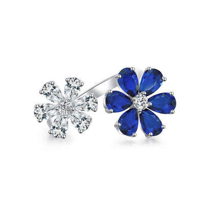 Sterling Silver Crystal Flower Ring