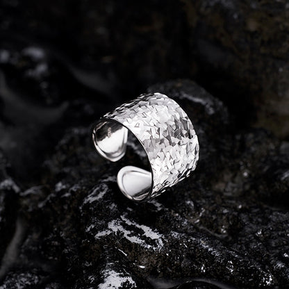 Sterling Silver Broad Chiseled Ring