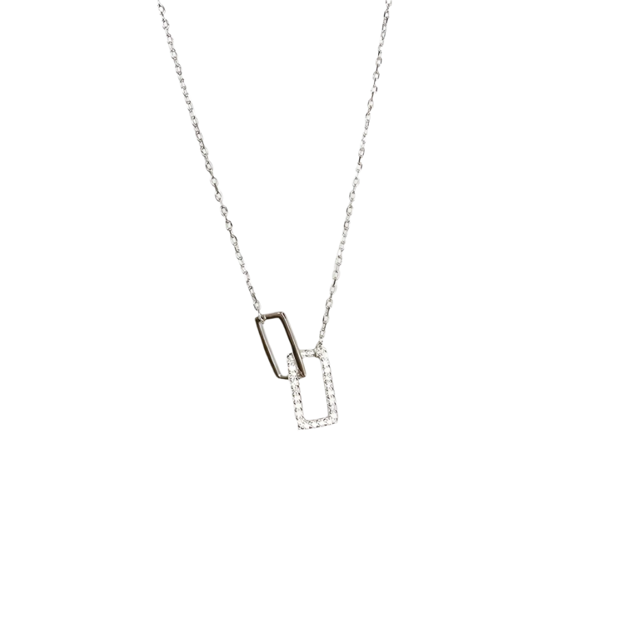 Sterling Silver Geometric Intertwined Pendant Necklace