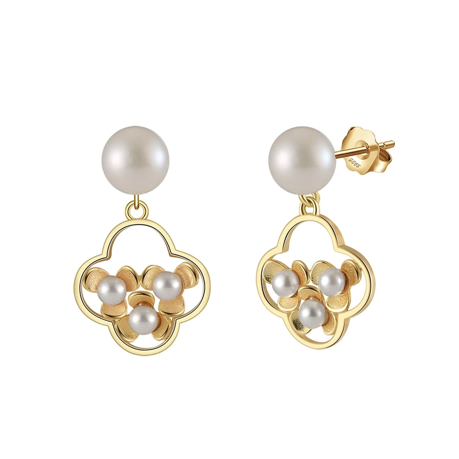 Sterling Silver 14K Gold Plated Pearl Earring Collection in 23 styles