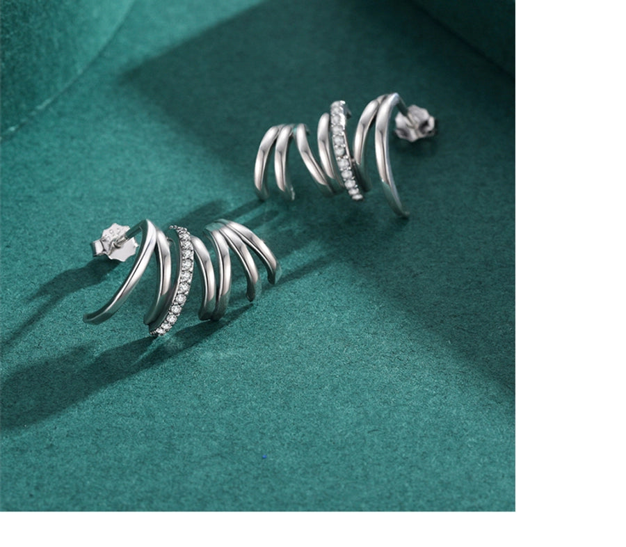 Sterling Silver Abstract Spiral Stud