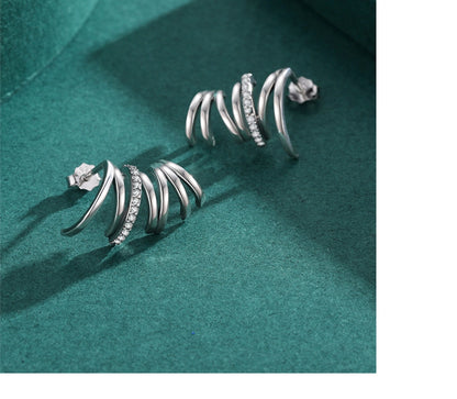 Sterling Silver Abstract Spiral Stud