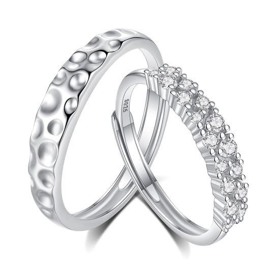 Sterling Silver Crater & Eternity Band Set