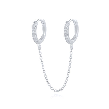 Sterling Silver Chain Link Ear Cuff Single Earring