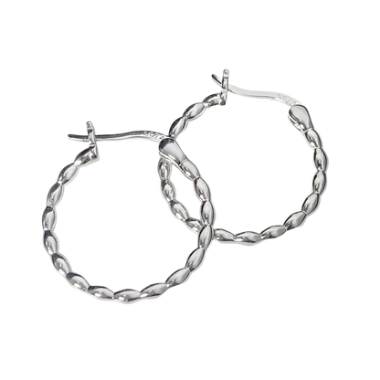 Sterling Silver Beaded Hoop Earrings