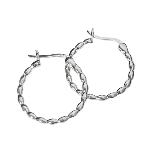 Sterling Silver Beaded Hoop Earrings