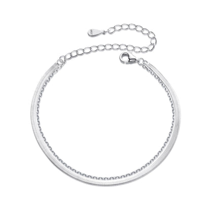 Sterling Silver Snake & Link Layer Bracelet