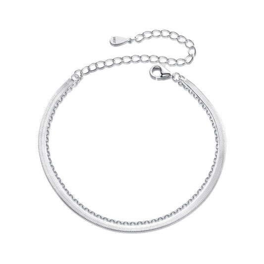 Sterling Silver Snake & Link Layer Bracelet
