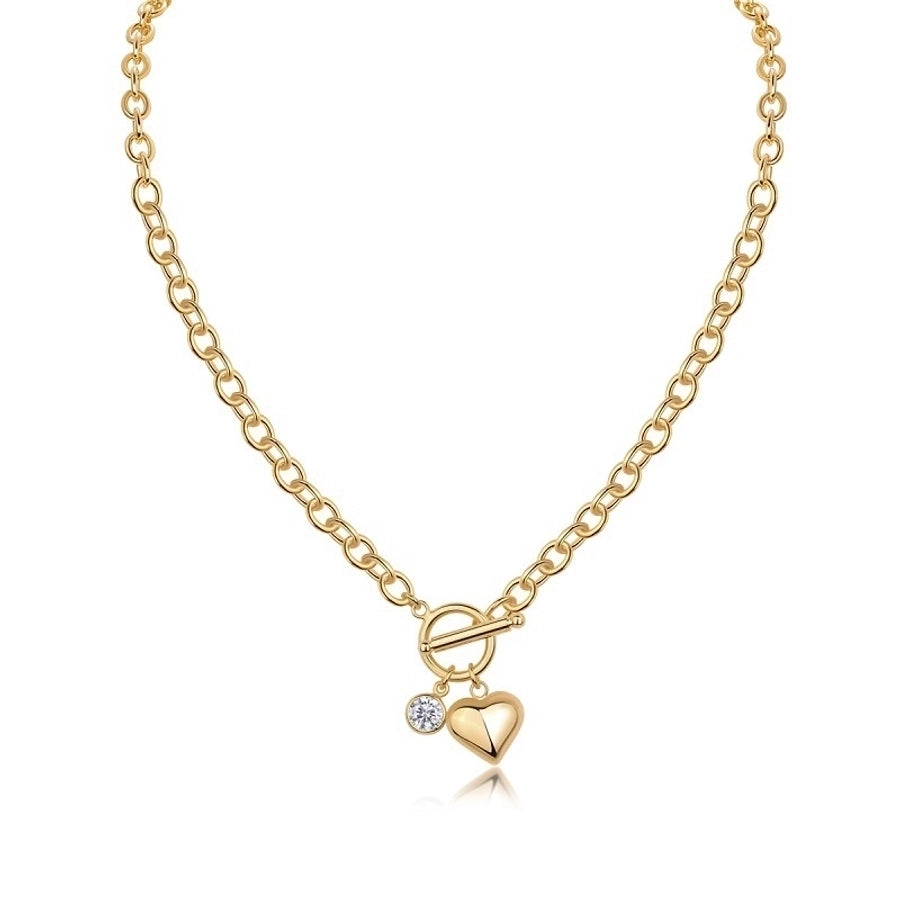 Sterling Silver 18K Gold Plated Link Chain Bubble Heart Pendant