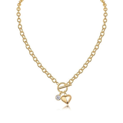 Sterling Silver 18K Gold Plated Link Chain Bubble Heart Pendant