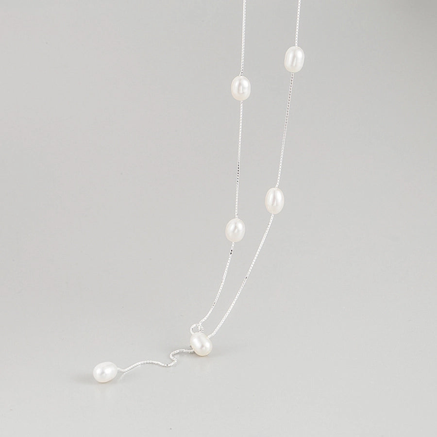 Sterling Silver & Freshwater Pearl Lariat Necklace